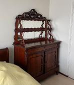 Antiek Mahonie Chevalier Bonheur Kabinet met Spiegel, Ophalen