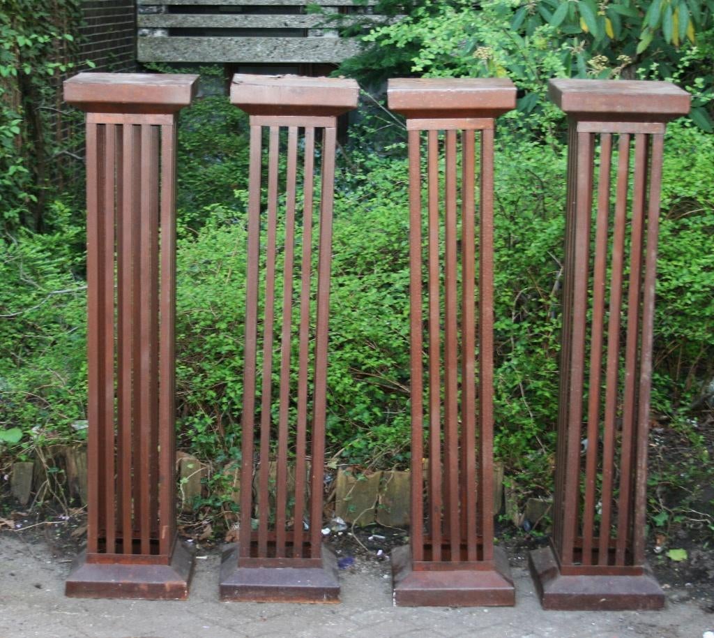 Cortenstaal open zuilen, bieden vanaf €240, Tuin en Terras, Ophalen, Gebruikt, Metaal, Overige typen