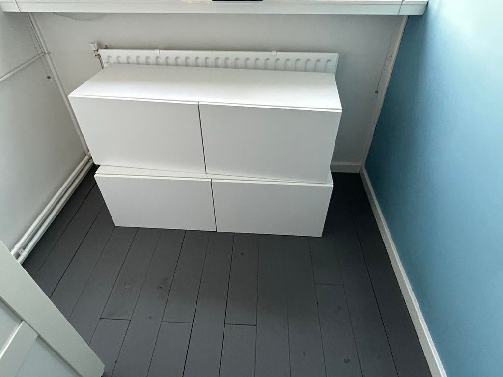 Witte opbergkasten met deuren - Set van 2, Ophalen of Verzenden, Gebruikt