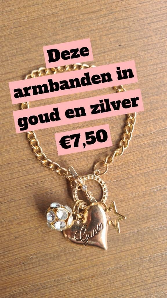 Gouden armband met bedels, Sieraden, Tassen en Uiterlijk, Armbanden, Ophalen of Verzenden, Goud, Goud