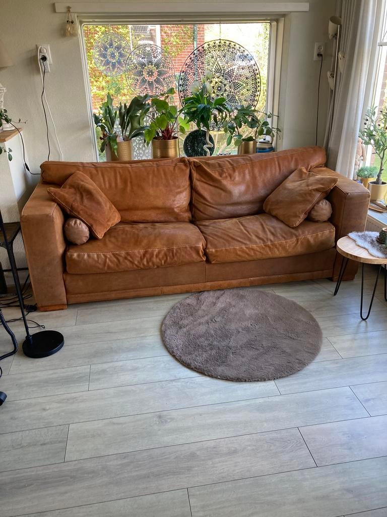 Afrikaans leren bank, Ophalen of Verzenden, Gebruikt