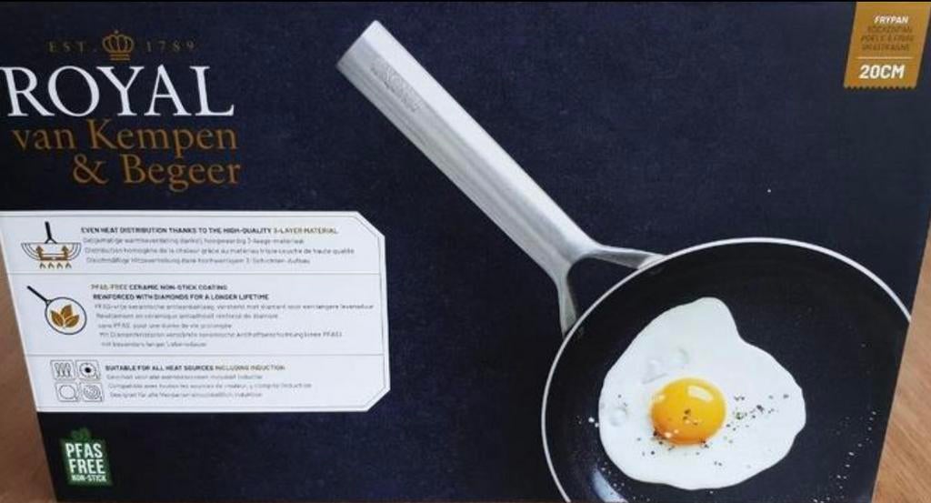 Royal Van Kempen & Begeer Koekenpan 20CM, Nieuw, Ophalen of Verzenden, Rvs, Keramische plaat