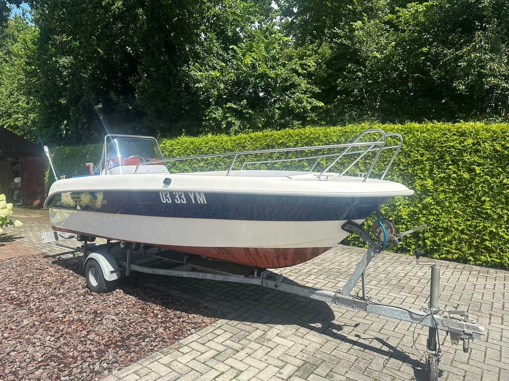 Topcraft met 60PK Yamaha 4-takt (2016) + Kanteltrailer, Watersport en Boten, Speedboten, Ophalen, Zo goed als nieuw, Minder dan 70 pk