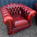 Oxblood Chesterfield 3-zits + clubfauteuil, Ophalen of Verzenden