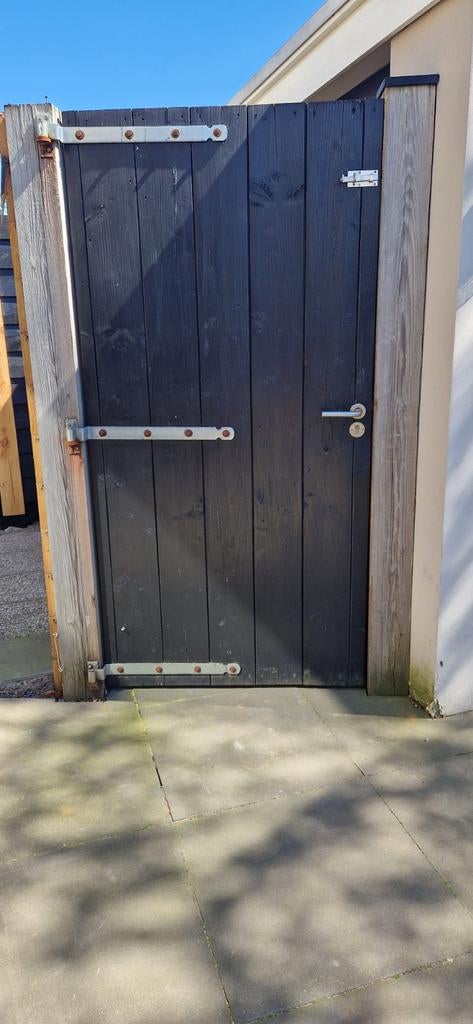 Zwarte Poortdeur / Schuttingdeur Douglas hout, Tuin en Terras, Ophalen, Met poort, Gebruikt, Tuinhek