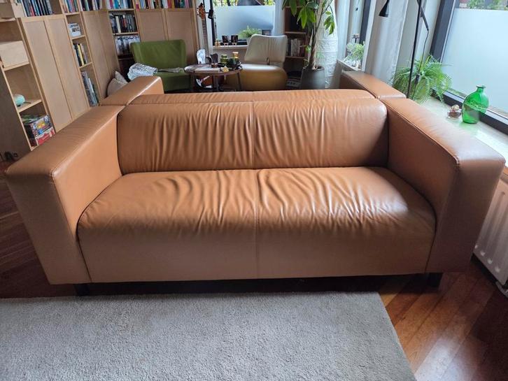 2x Klippan bank leer, Huis en Inrichting, Banken | Bankstellen, Zo goed als nieuw, Tweepersoons, 150 tot 200 cm, 75 tot 100 cm