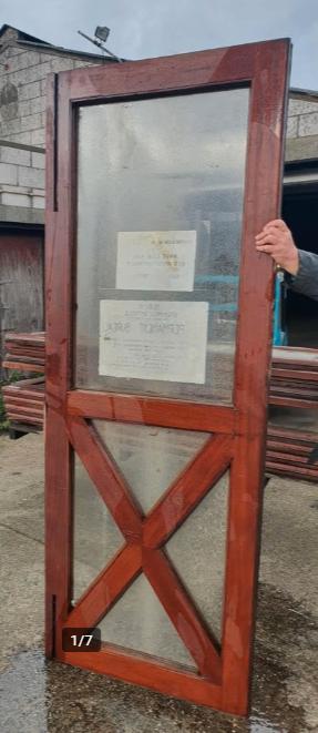 Eiken buiten deuren met glas, Doe-het-zelf en Verbouw, Deuren en Horren, Ophalen, Gebruikt, 80 tot 100 cm, 215 cm of meer