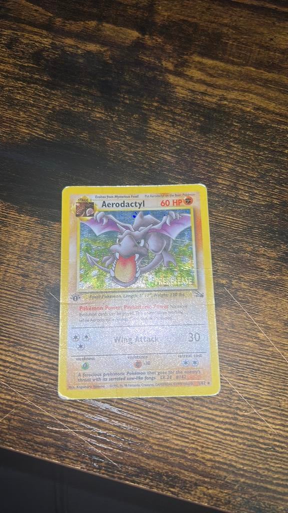 Pokemon kaart aerodactyl, Hobby en Vrije tijd, Verzamelkaartspellen | Pokémon, Ophalen, Gebruikt, Losse kaart, Foil