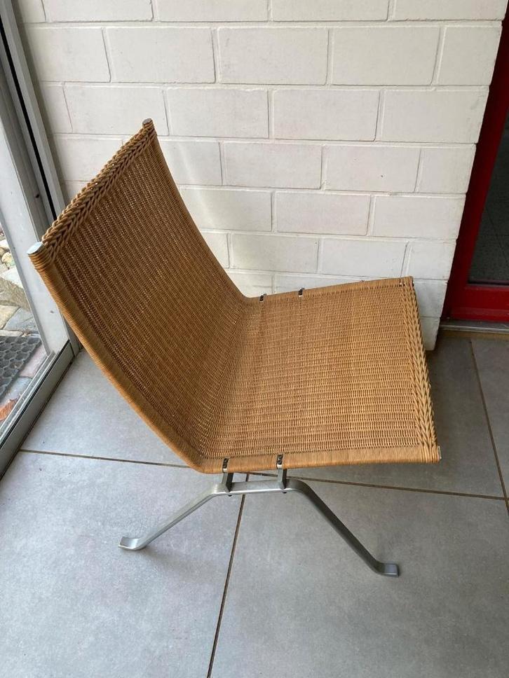 Poul Kjaerholm PK22 Fritz Hansen fauteuil, Huis en Inrichting, Fauteuils, Gebruikt, Metaal, Riet of Rotan, 50 tot 75 cm, Minder dan 75 cm