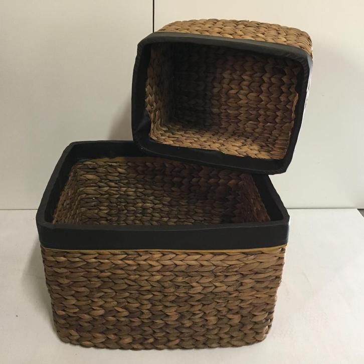 Set van 2 manden – waterhyacint - handgemaakt - TTM Wonen, Huis en Inrichting, Woonaccessoires | Schalen en Manden, Nieuw, Mand