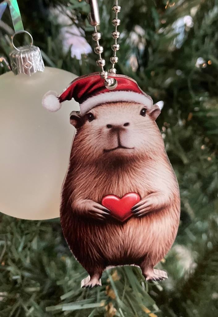 Capibara kerstmuts set 4 stuks tashanger kerstboomhanger, Ophalen of Verzenden, Nieuw