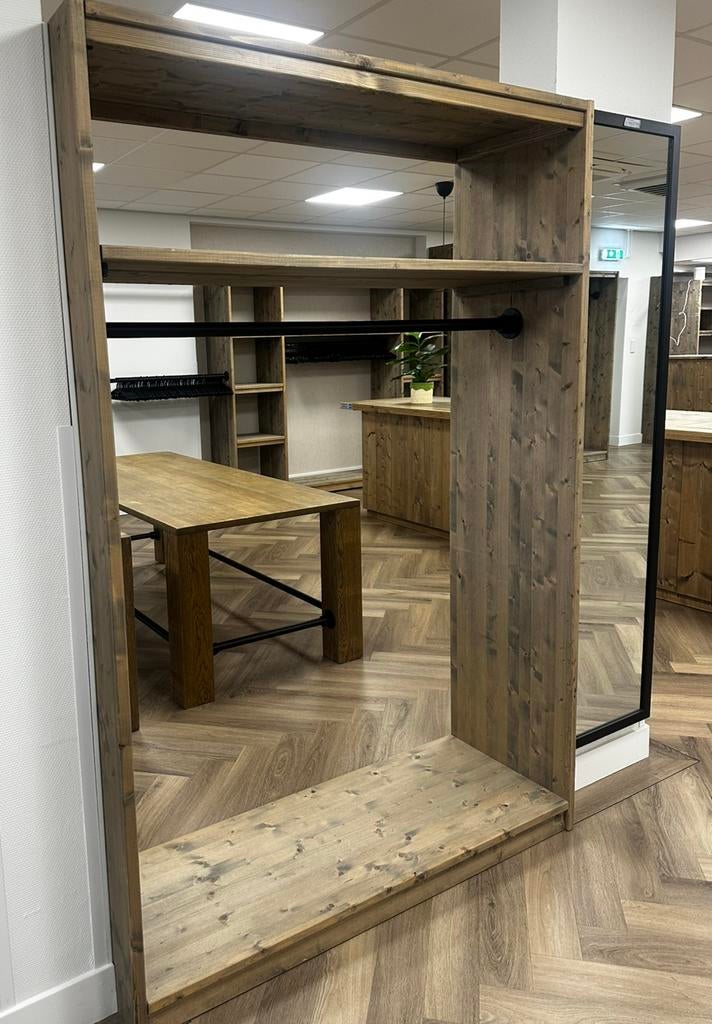 Kledingkast open sterk hout modern 140 x 205 x 50, Huis en Inrichting, Kasten | Kledingkasten, Ophalen, 100 tot 150 cm, 200 cm of meer