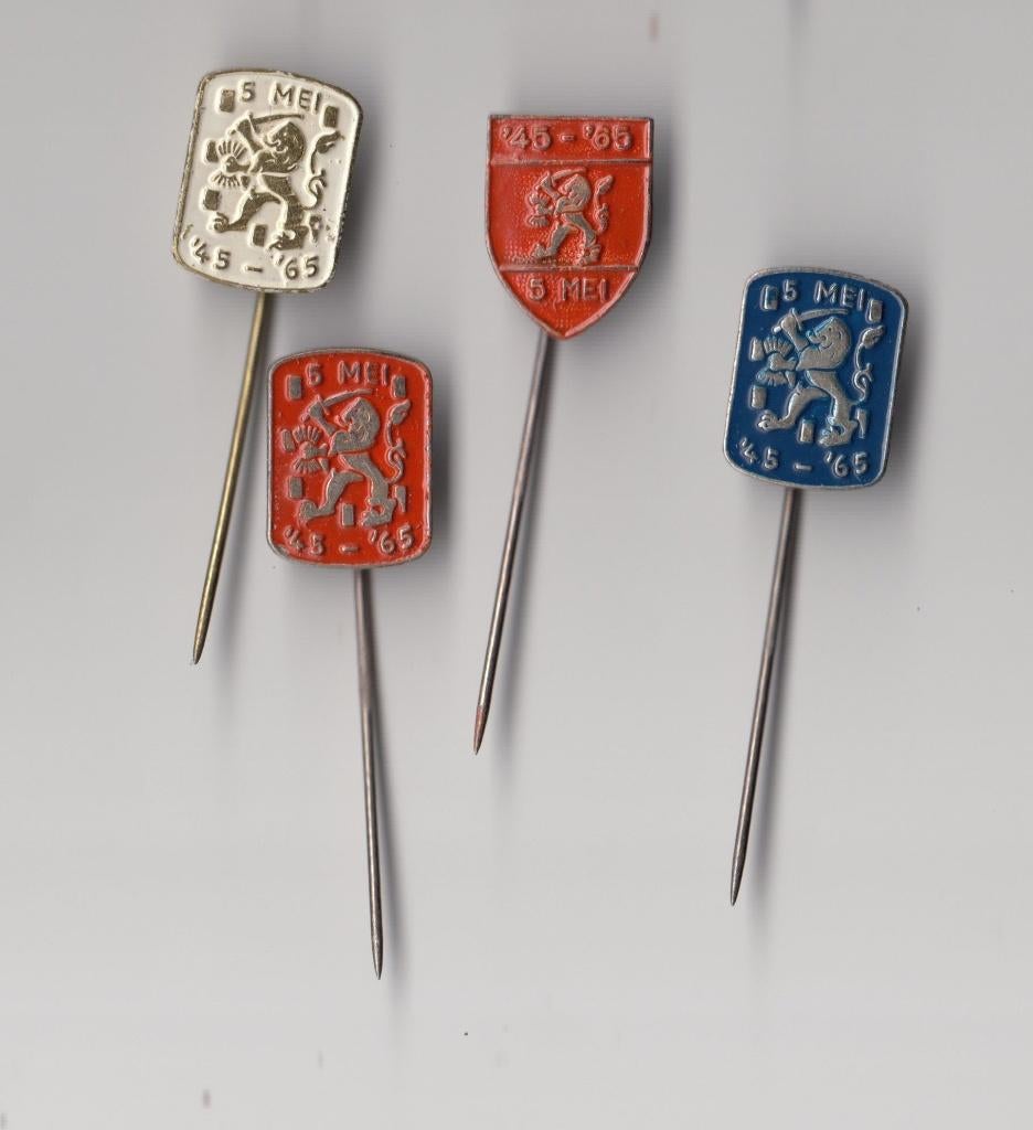 Bevrijdingsdag 1965 5 Mei speldjes, Gebruikt, Niet vindbaar, Niet vindbaar, Speldje of Pin