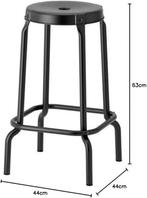 2x Black metal bar stool IKEA Raskog, Ophalen, 60 tot 90 cm, Zo goed als nieuw, Metaal