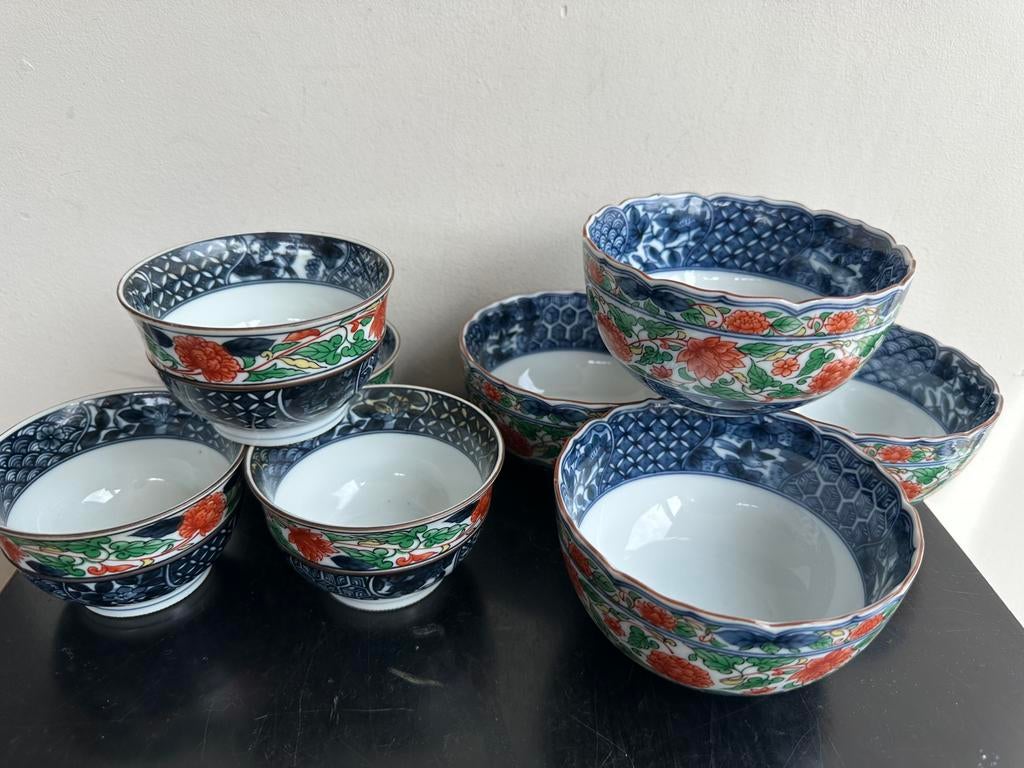 Ako Kyo Yunomi   porselein kommen en kommetjes 8 stuks, Ophalen of Verzenden