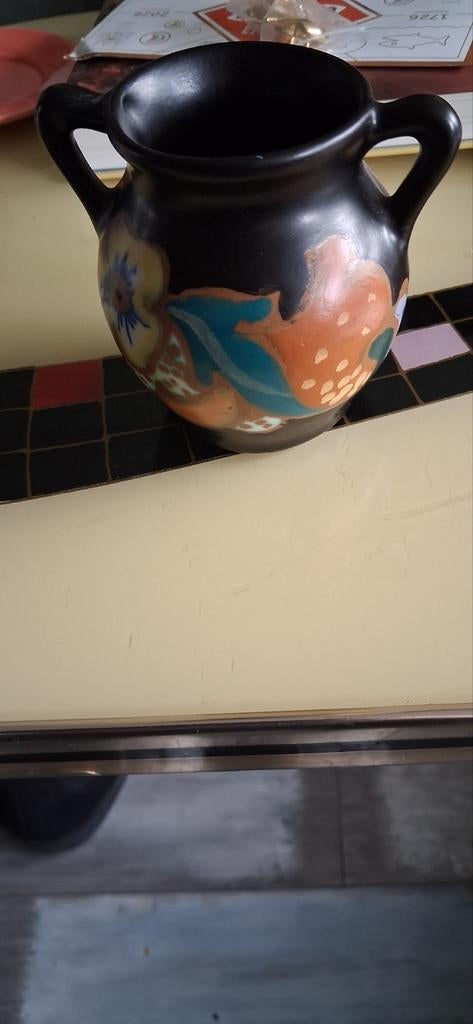 Antiek ESKAF Plateel Vaasje - Art Deco Flora - Jaren '20-'30, Ophalen of Verzenden