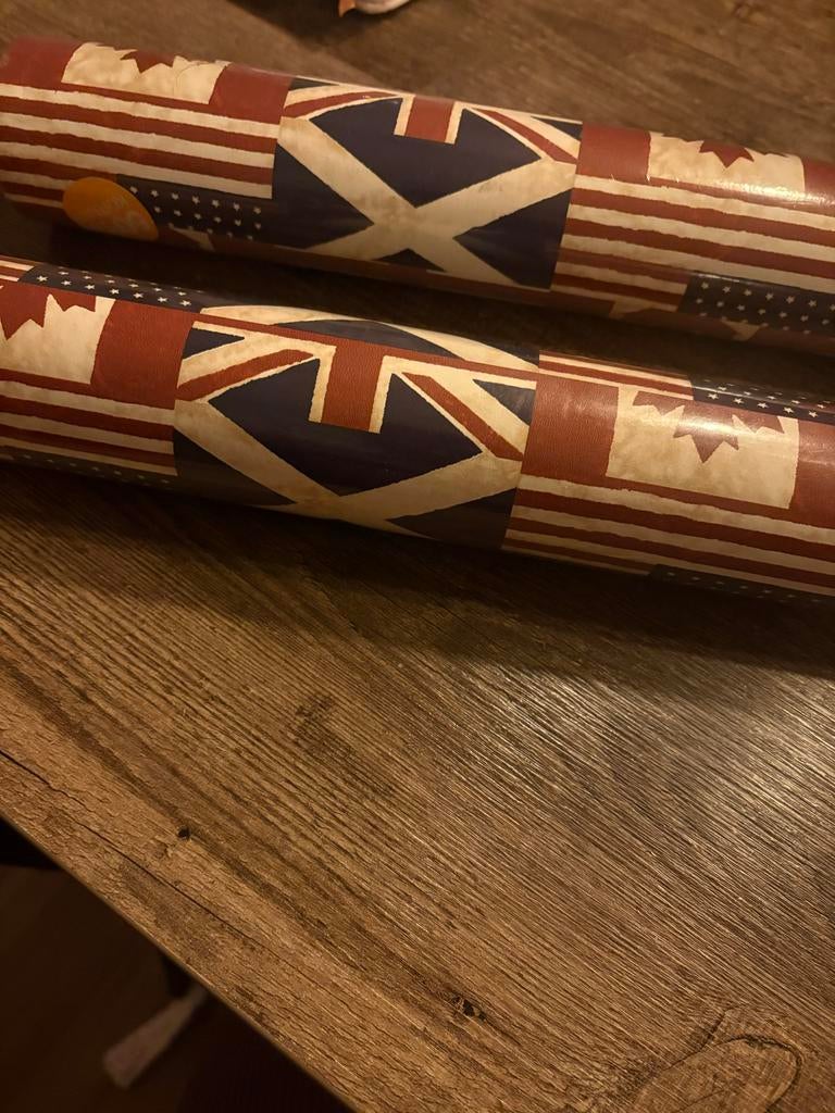2 rollen Riviera Maison behang - Union Jack/Canada/USA, Ophalen of Verzenden, Minder dan 10 m², Blauw