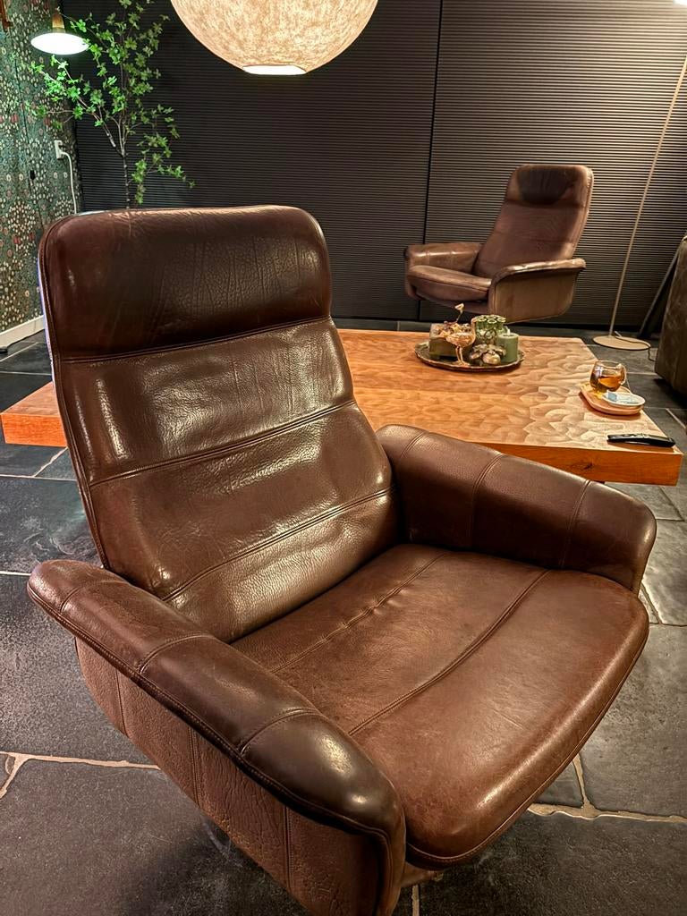 2x Fauteuil DeSede DS50 Type Swirl, Ophalen, Gebruikt, 50 tot 75 cm, Leer