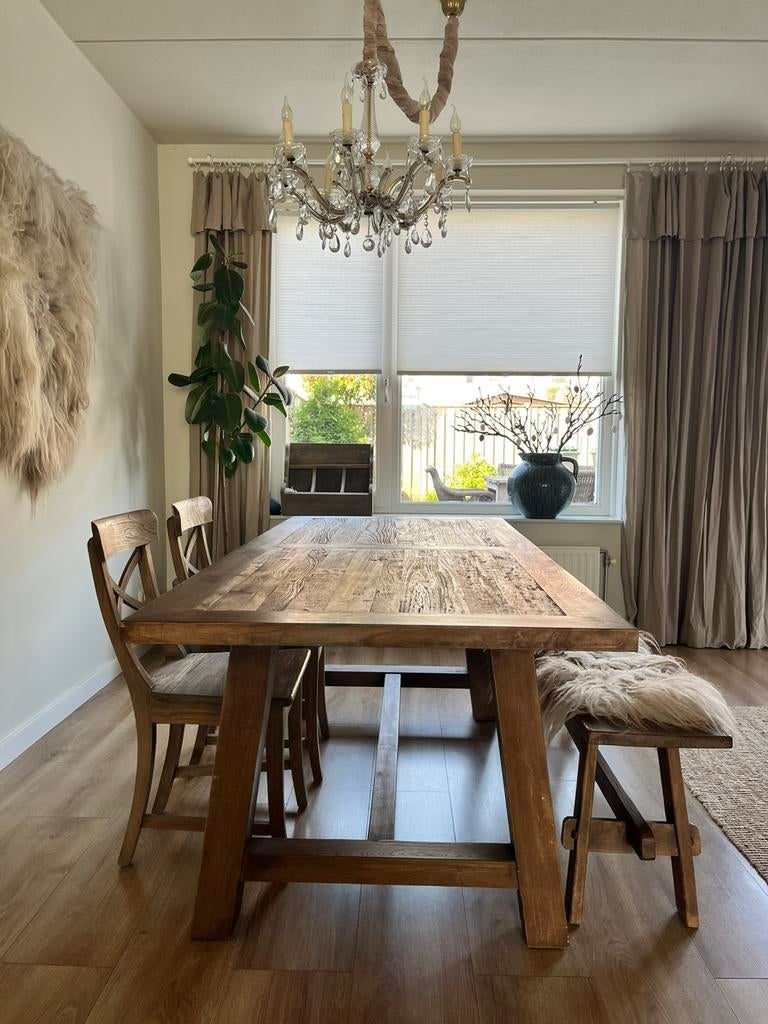 Prachtige robuuste A-poot eettafel 200 x 90, Ophalen, 50 tot 100 cm, Zo goed als nieuw, 150 tot 200 cm