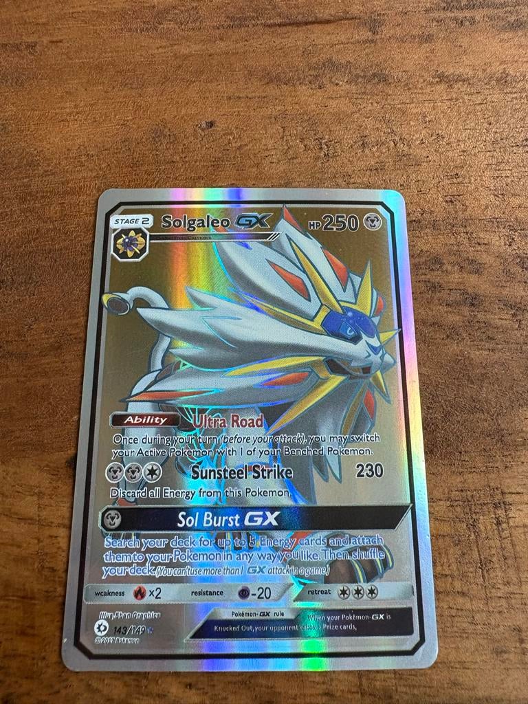 Solgaleo GX Pokémon kaart - Goede conditie, Ophalen, Gebruikt, Losse kaart, Foil