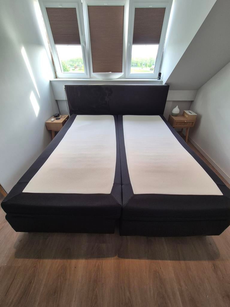 Boxspring antraciet grijs 180x200, Huis en Inrichting, Ophalen, Gebruikt, Tweepersoons, 180 cm