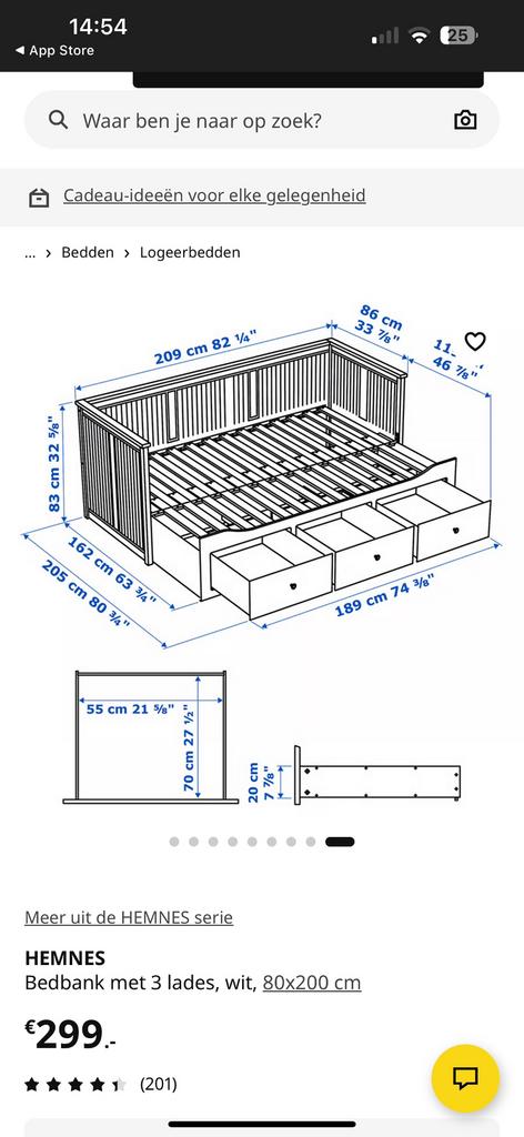 Bed uitschuifbaar naar 2 persoons. Wit. Gratis ophalen!!, Huis en Inrichting, Ophalen, Zo goed als nieuw