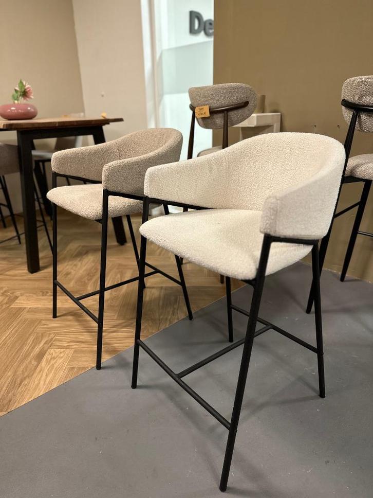 Barkruk wit - krukken wit - barkruk boucle - krukken laag, Huis en Inrichting, Stoelen, Nieuw, Vijf, Zes of meer stoelen, Stof