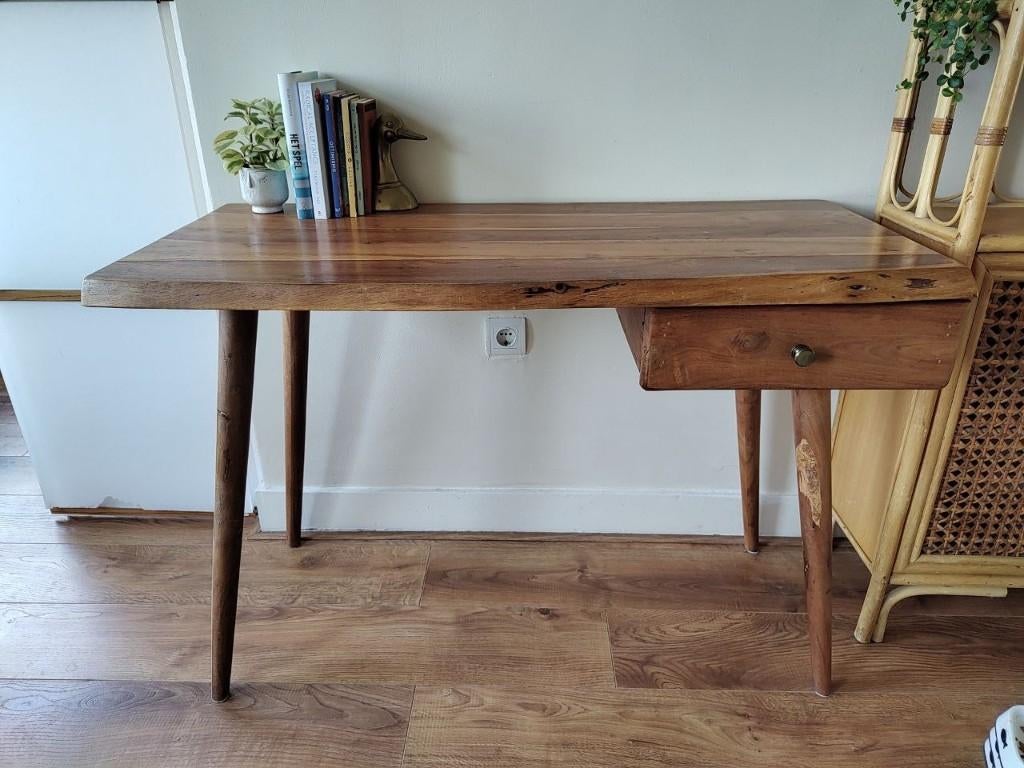 massief acacia hout elegante bureau. Wooden tafel,table desk, Ophalen, 110 cm, Hout, 50 cm