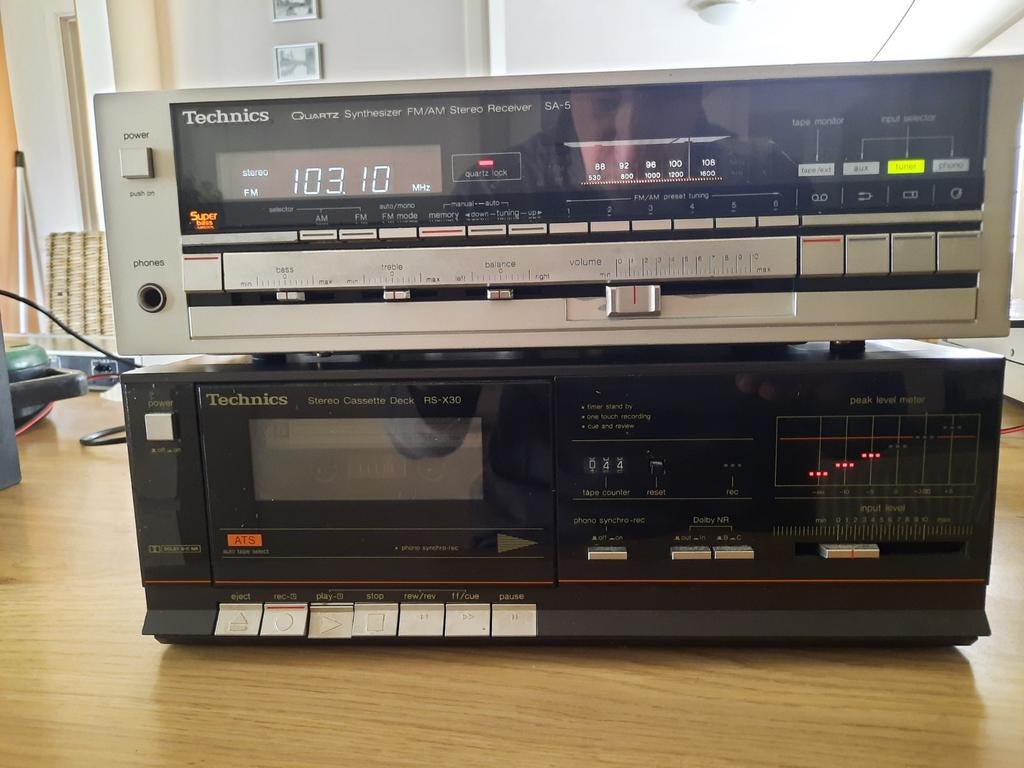 Technics SA-5 versterker met RS-X30 cassettedeck, Gebruikt, Ophalen, Overige merken, Minder dan 60 watt