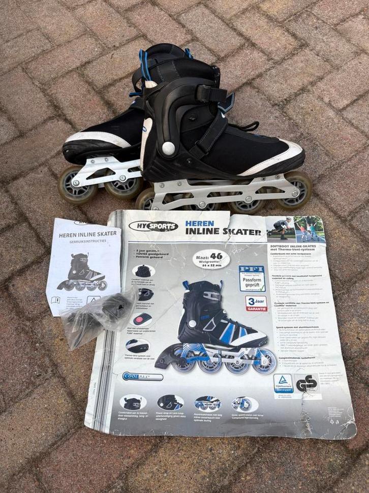 HY Sports Heren Inline Skates - Maat 46 - Blauw/Zwart, Sport en Fitness, Skeelers, Gebruikt, Inline skates 4 wielen, Overige merken