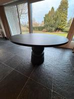 Ronde eettafel MOOOI zwart met leren tafelblad, Ophalen, Overige materialen, 100 tot 150 cm, Rond