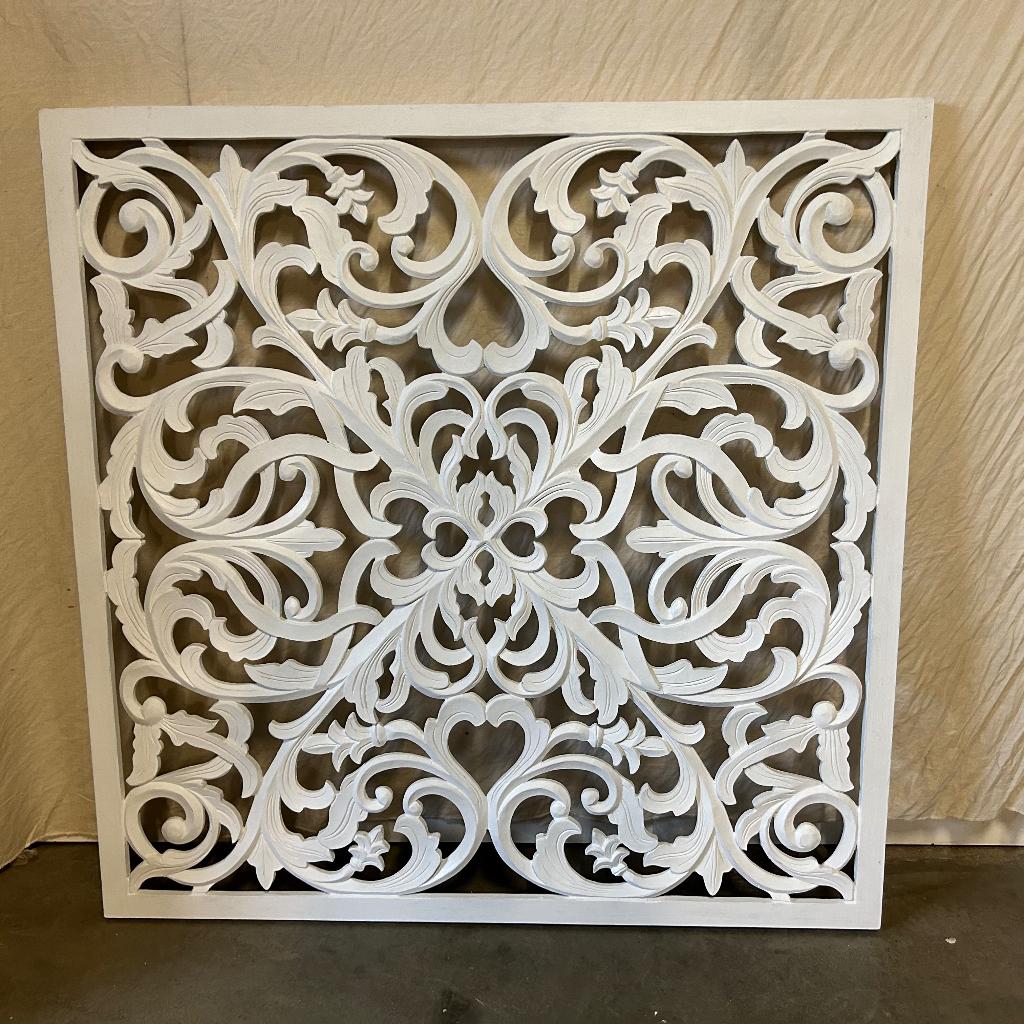 Wandpaneel - Raampaneel 120 x 120 cm - wit - TTM Wonen, TTM Wonen, Meubels – (Perzische) Tapijten en Woonaccessoires, Taag 63, 2491 CS, Den Haag (Forepark)