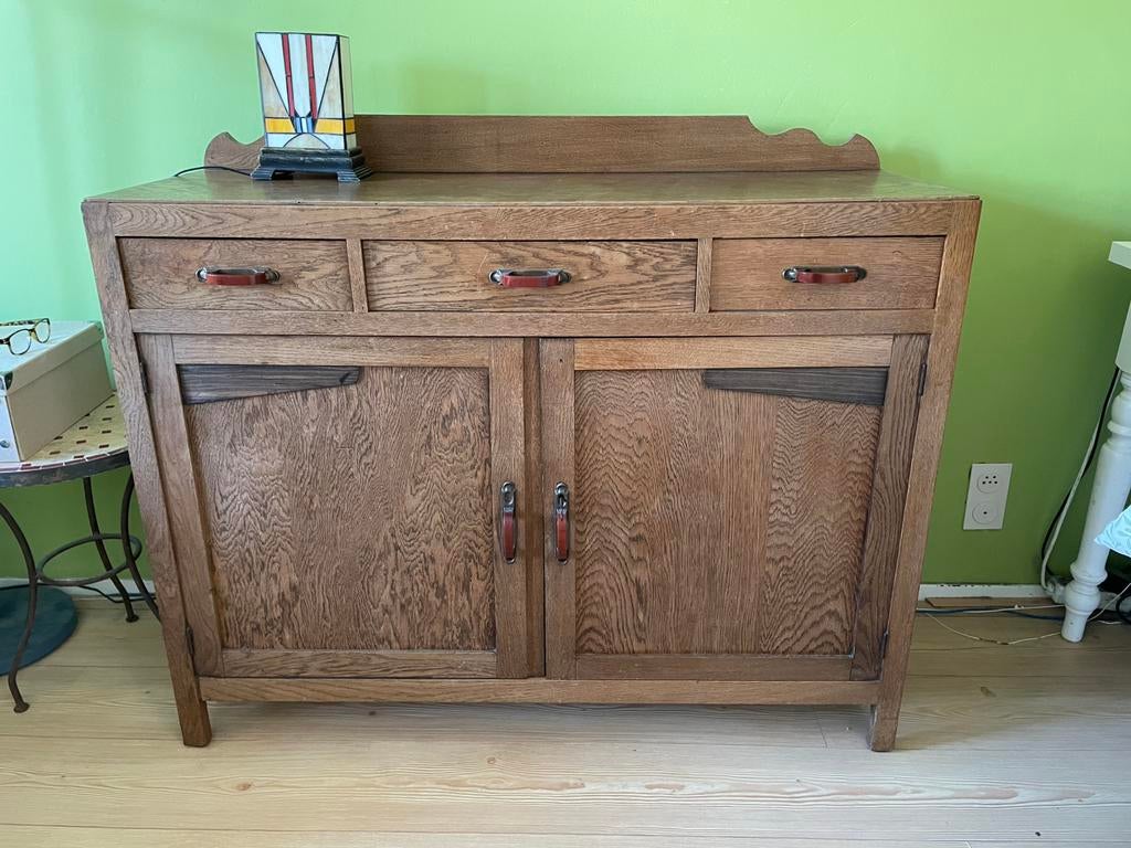 Houten dressoir / buffetkast jaren 30 stijl met 3 lades, Huis en Inrichting, Ophalen, Gebruikt, Jaren 30, Amsterdamse School / Art Deco