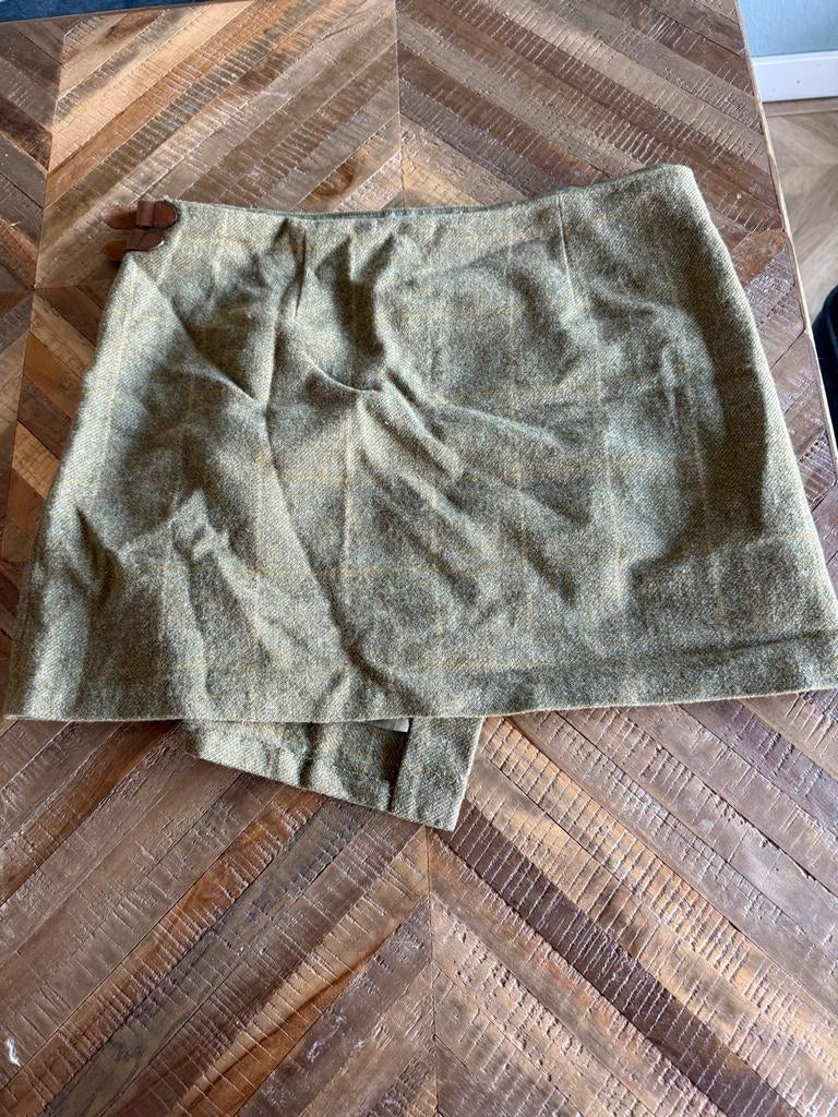 Ralph Lauren geruit kort rokje met leren gespen, maat L, Maat 42/44 (L), Ophalen of Verzenden, Gedragen, Boven de knie