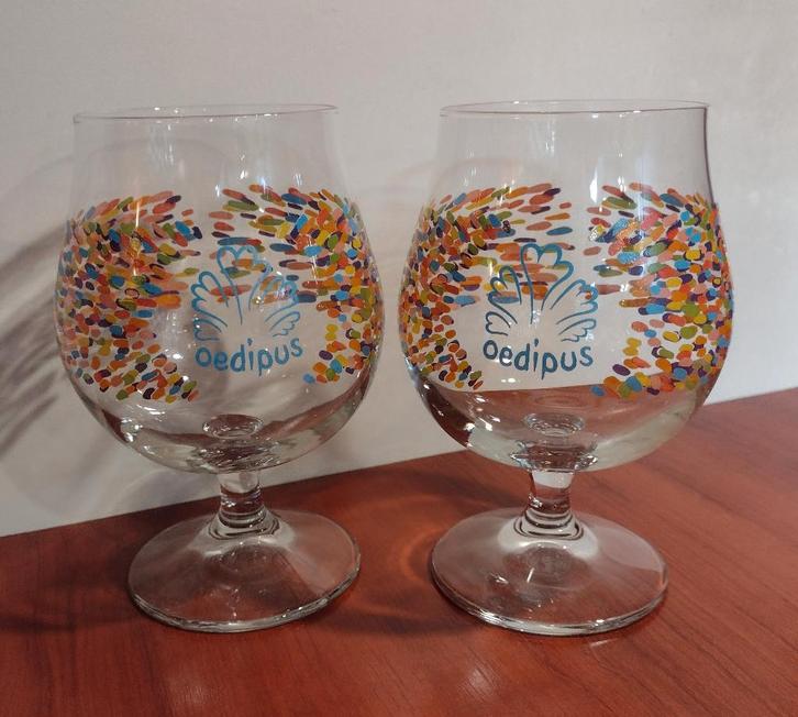 Oedipus Bierglazen 30cl., Verzamelen, Biermerken, Zo goed als nieuw, Glas of Glazen, Overige merken, Ophalen of Verzenden