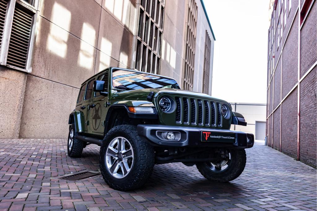 Jeep Wrangler Unlimited 4xe 380 Sahara 80th Anniversary Trek, Auto's, Automaat, 12 maanden, 4 cilinders, 2248 kg
