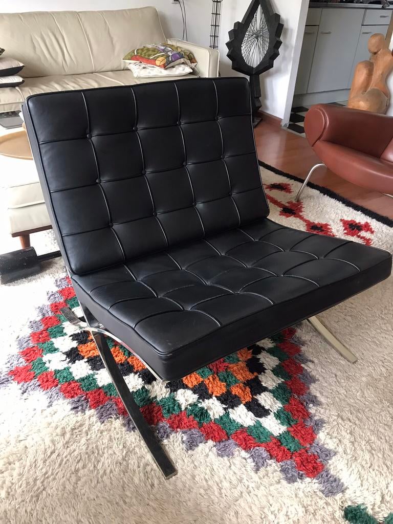 Barcelona chair design kubikhoff, Huis en Inrichting, Fauteuils, Ophalen, Gebruikt, 75 tot 100 cm, Leer
