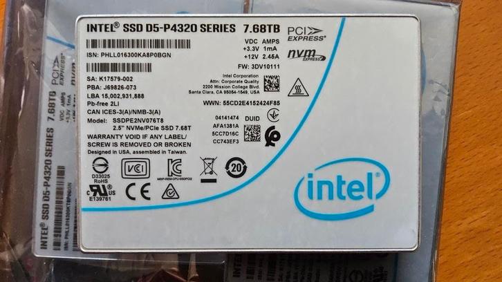 INTEL SSD D5-P4320 7.68 TB NVMe U.2, Computers en Software, Harde schijven, Zo goed als nieuw, Server, Intern, SSD, Overige aansluitingen