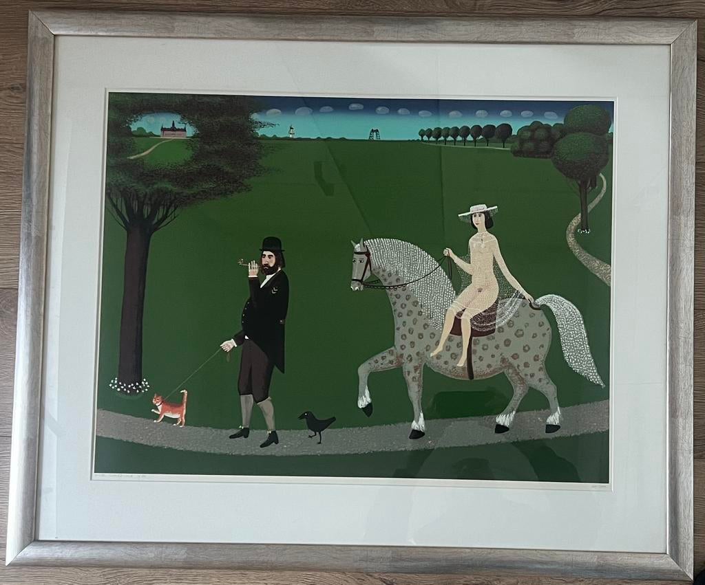 Willem Westbroek zeefdruk Walking the cat (gesigneerd), Ophalen of Verzenden