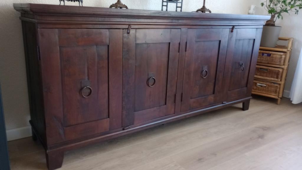 Dressoir koloniaal, Huis en Inrichting, Kasten | Dressoirs, Ophalen, Met deur(en), Teakhout, Zo goed als nieuw