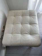 Leren poef - Crème/Wit - Vierkant, Ophalen, Gebruikt, Vierkant, 50 tot 75 cm