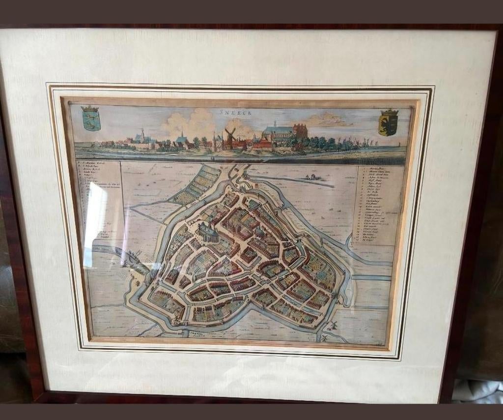 Handgekleurde kaart Sneeck door Bernardus Schotanus, Antiek en Kunst, Verzenden