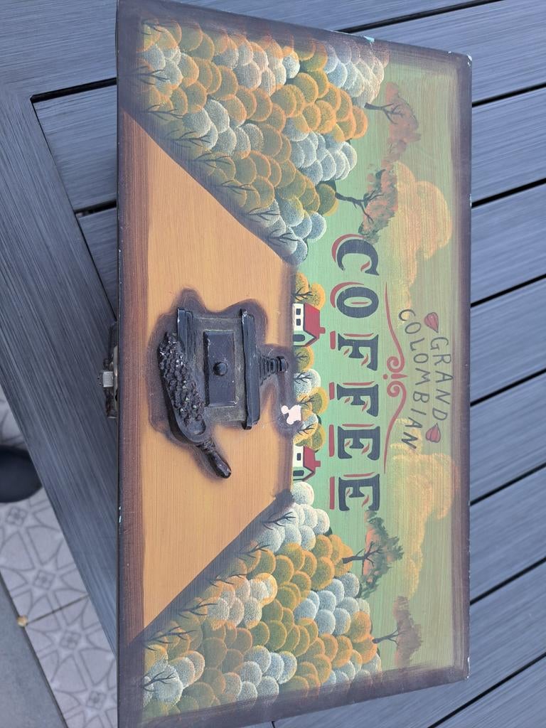 Decoratieve Houten Koffie Box met Vintage Look, Huis en Inrichting, Woonaccessoires | Kisten, Overige houtsoorten, Minder dan 50 cm