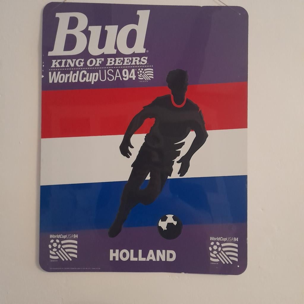 Budweiser beer WorldCup USA94 reclame, Ophalen of Verzenden, Gebruikt, Reclamebord, Plaat of Schild, Overige merken