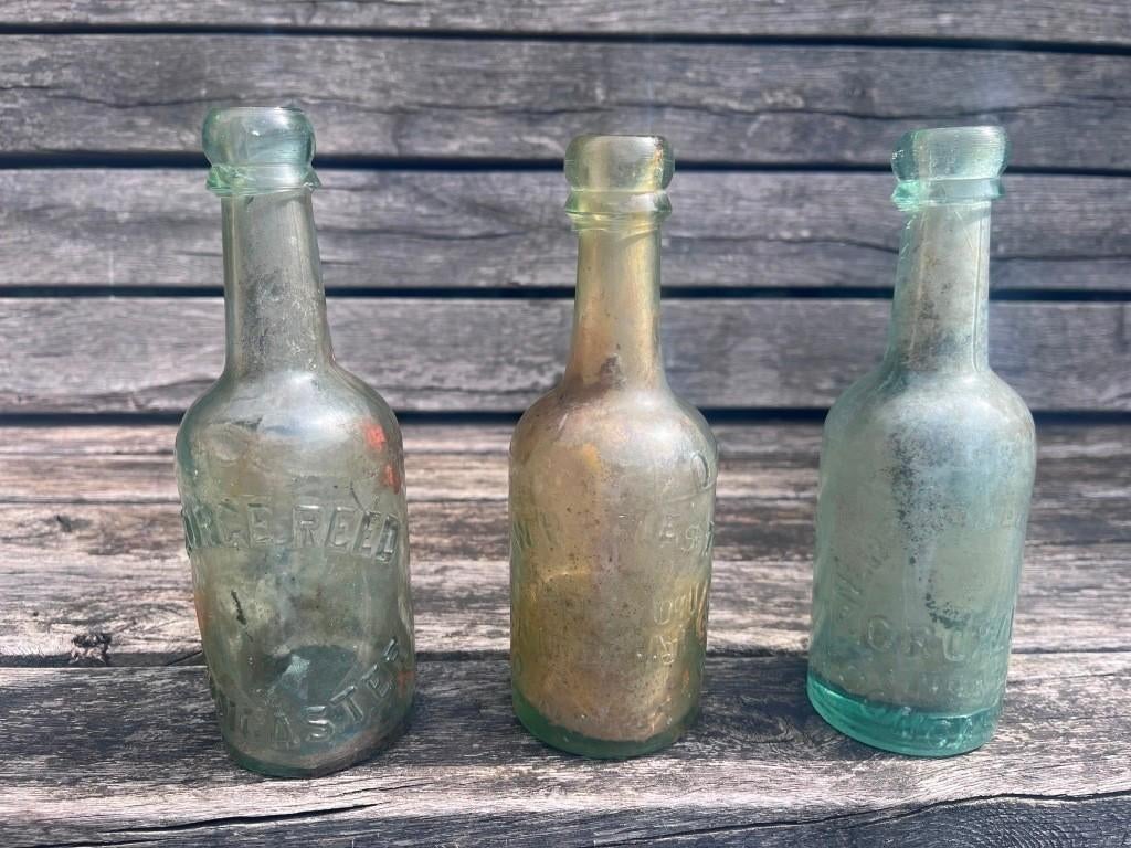 Bodemvondst 3 Glazen Bierflessen Fles Ginger Beer Doncaster, Ophalen of Verzenden
