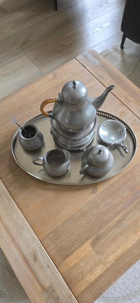 Tinnen theeservies van Daalderop, Ophalen of Verzenden, Gebruikt, Overige materialen