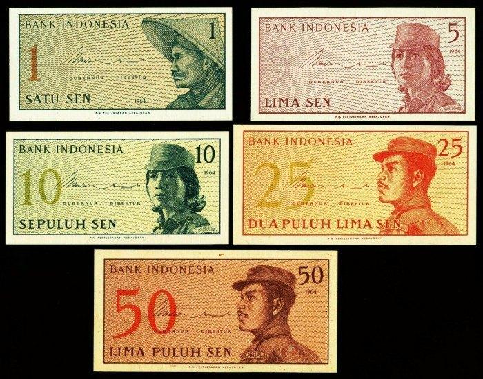 Indonesie 1964, 5 opvolgende bankbiljetten (UNC), Postzegels en Munten, Bankbiljetten | Azië, Setje, Zuidoost-Azië, Verzenden