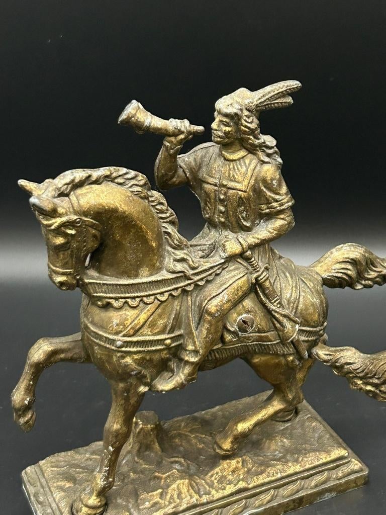 Antieke set schouw beelden - koper / messing / art deco, Antiek en Kunst, Ophalen