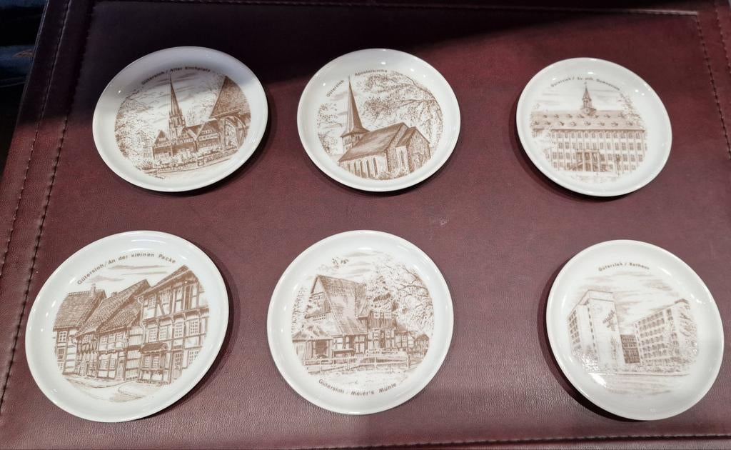Set van 6 porseleinen onderzetters Gütersloh, Antiek en Kunst, Antiek | Porselein, Ophalen of Verzenden
