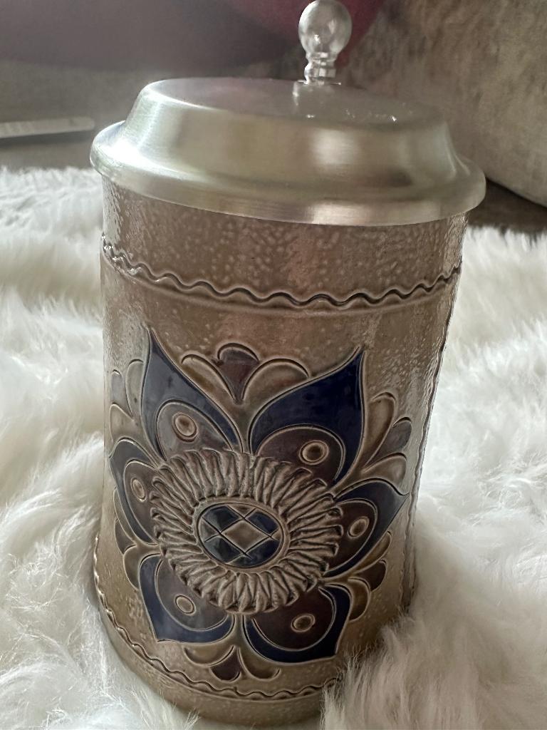 Duitse blauw-bruine bierpul, Antiek en Kunst, Ophalen of Verzenden